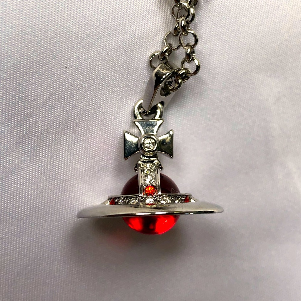 Mini Red Saturn Orb Necklace
